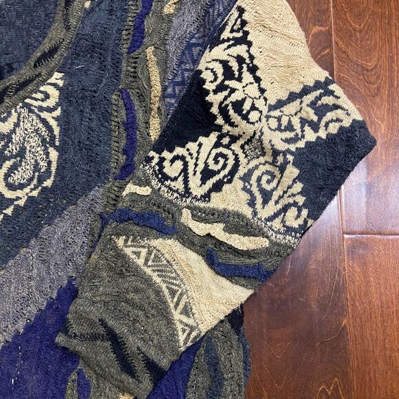 Coogi Classic Vintage 3D Knit Linen Cotton Multicolor V-Neck Sweater Men's L - Picture 3 of 8